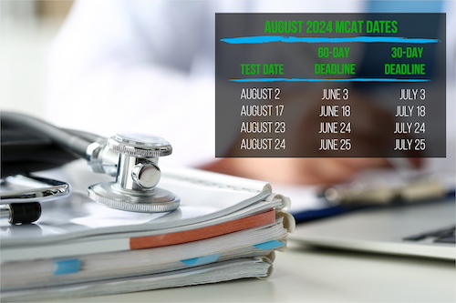 Registration deadlines for the August MCAT exam are just around the corner