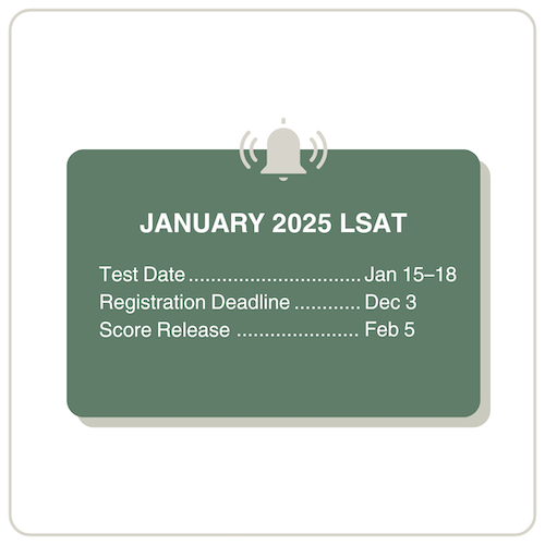 The registration deadline for January's LSAT is December 3